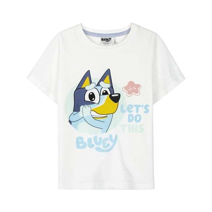 Camiseta de Manga Corta Infantil Bluey Blanco 5 Años 0 Camiseta de Manga Corta Infantil Bluey Blanco 5 Años 0