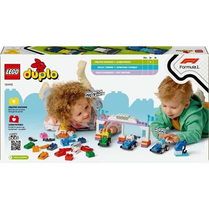 Lego Duplo Juego de Construcción: Coches de Carreras y Pilotos del Equipo F1 - Set de Ladrillos para Niños y Niñas a partir de 2 Años 5
