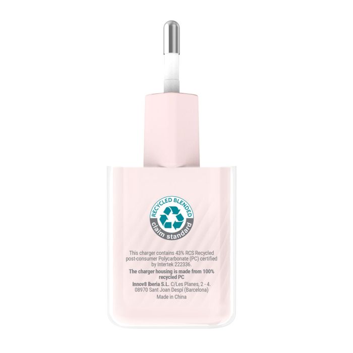 Cargador de Pared + Cable USB-C Muvit for Change Glass GaN Rosa 9