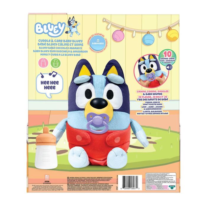 MOOSE Peluche Baby Bluey 28cm con Pañal, Biberón, Chupete y 10 Sonidos - Edad +3 Años 5