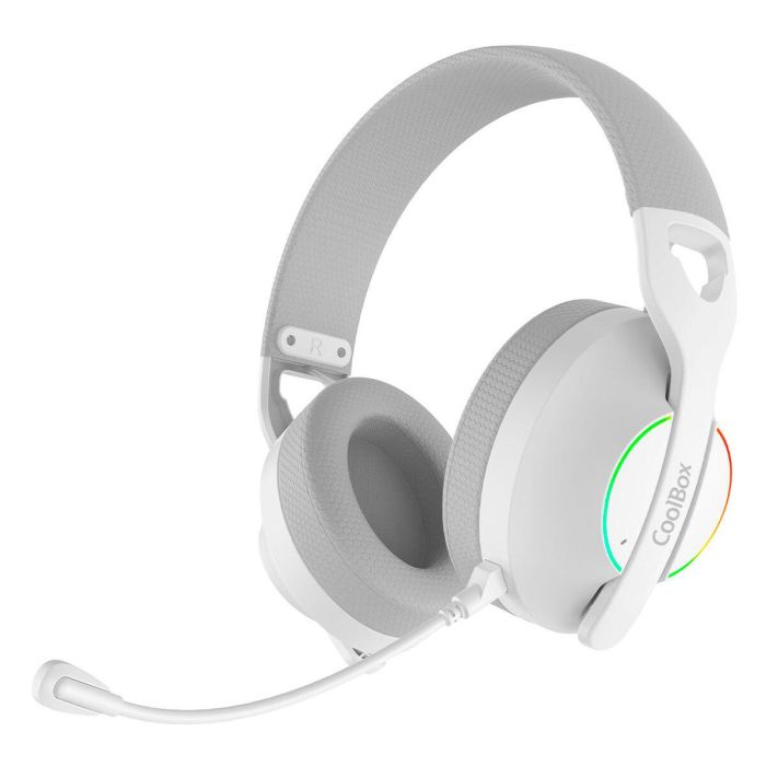 Coolbox Auriculares WB01 Inalámbricos Bluetooth 5.4 con Micrófono Extraíble y RGB - Blanco 11