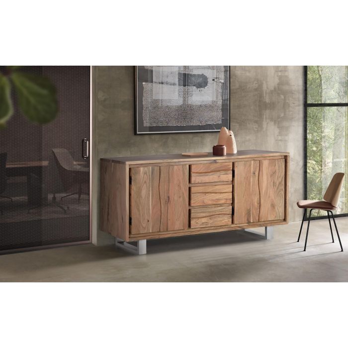 Giner y Colomer Aparador 4 Puertas Madera de Acacia Natural 82 x 172 x 45 cm 7