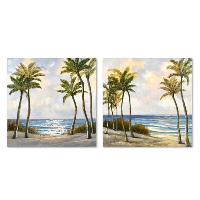 Cuadro Mediterraneo DKD Home Decor Azul Verde 3 x 80 x 80 cm (2 Unidades)
