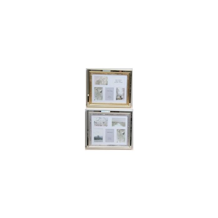 Marco Multifoto Tradicional DKD Home Decor Dorado Plateado 2 x 40 x 46.5 cm (2 Unidades)