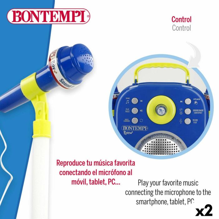 Altavoz con Micrófono Karaoke Bontempi 2 Unidades 16 Altavoz con Micrófono Karaoke Bontempi 2 Unidades 16