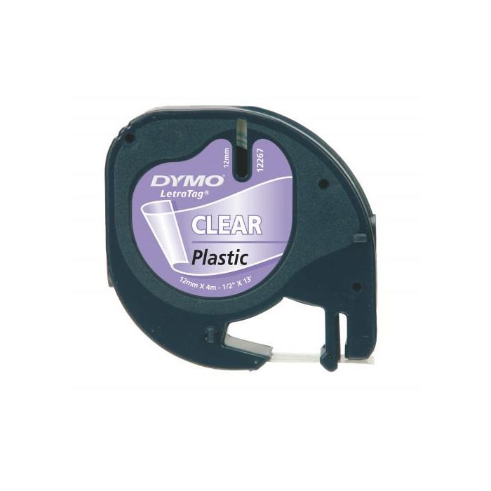 Dymo 12267 Cinta Negro Sobre Transparente 12 mm x 4M para Rotuladora Letratag 1 Dymo 12267 Cinta Negro Sobre Transparente 12 mm x 4M para Rotuladora Letratag 1