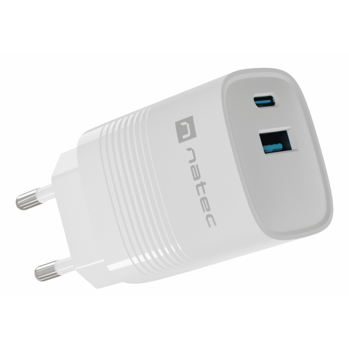 NATEC NUC-2140 Cargador Dispositivo Móvil Universal Carga Rápida 1 Puerto USB-C Blanco Interior Alimentación AC Protección Sobretensión