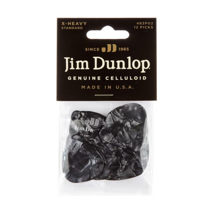 Pack 12 Púas Genuine Celluloid Negro Perlado - X Heavy 3