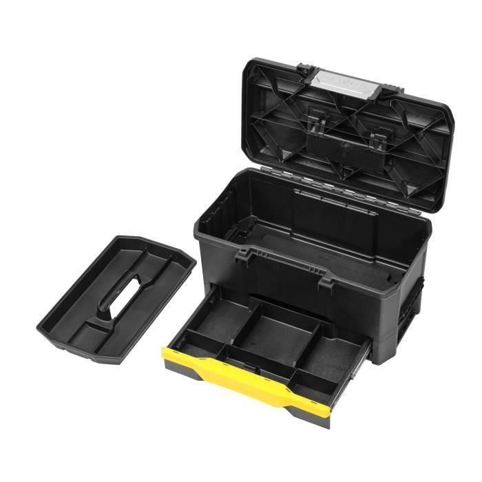 Stanley Caja de herramientas 48 cm, pestillo táctil Touchlatch para una mano, cajón profundo y bandeja, polipropileno 1 Stanley Caja de herramientas 48 cm, pestillo táctil Touchlatch para una mano, cajón profundo y bandeja, polipropileno 1