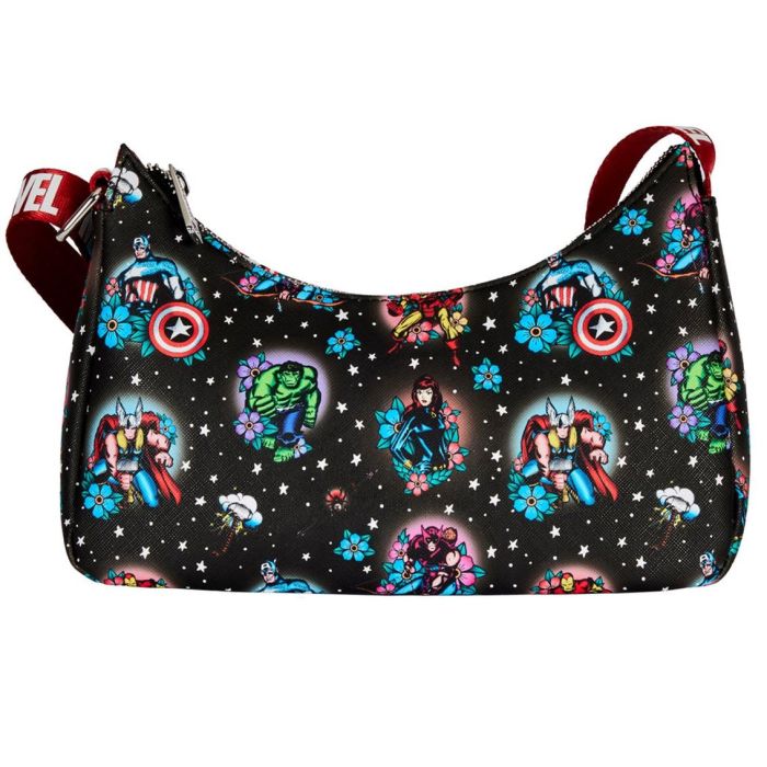 Loungefly Bolso de Hombro Marvel Avengers Tattoo Floral con Superhéroes 0 Loungefly Bolso de Hombro Marvel Avengers Tattoo Floral con Superhéroes 0