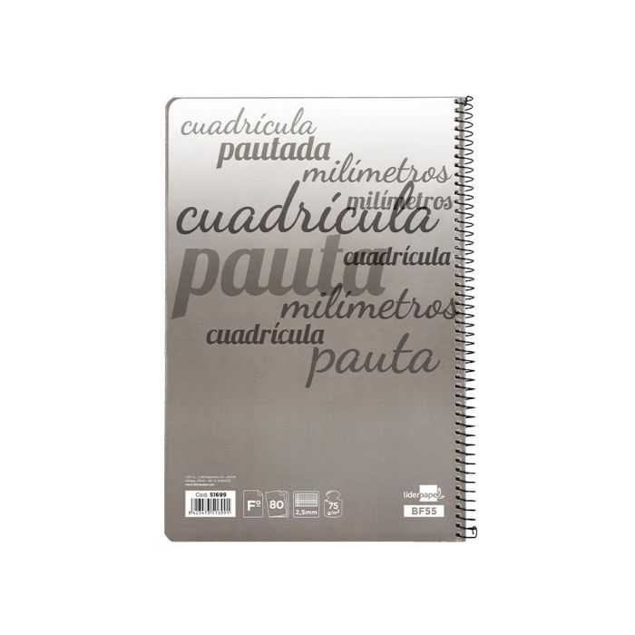 Cuaderno Espiral Liderpapel Folio Pautaguia Tapa Blanda 80H 75 gr Cuadro Pautado 2,5 mm Con Margen Colores Surtidos 8 unidades 4