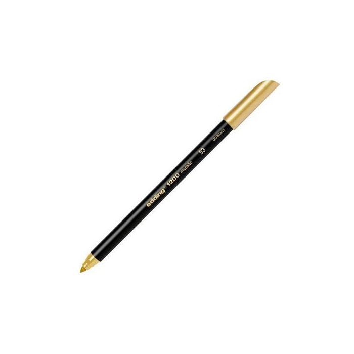 Edding Rotulador de Fibra 1200 Punta Fina Oro Metálico, 1-3 mm, para Papel Claro/Oscuro, Base Agua (10 Unidades) (10 Unidades)