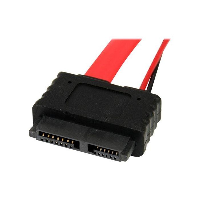 Startech Adaptador SATA Slimline 13 Pines a Molex LP4 y SATA 7 Pines, Cable de Alimentación de 50.8 cm, Color Rojo, Compatible con Unidades Ópticas Internas