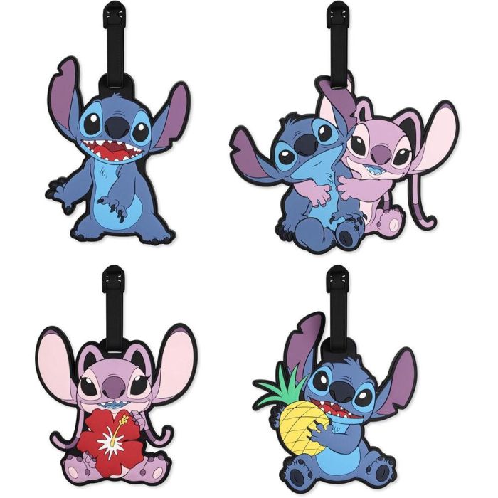 PEERS HARDY Set 4 Etiquetas de Equipaje Angel & Stitch Disney Silicona Alta Calidad 1