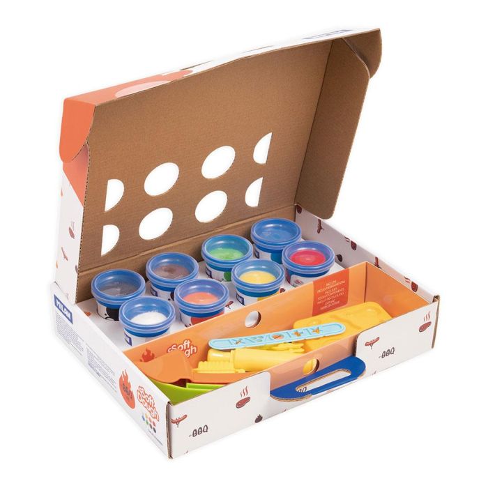 Milan Pasta Blanda Soft Dough - Maletín 8 Botes 59 gr Colores Surtidos + 13 Herramientas Barbacoa 1