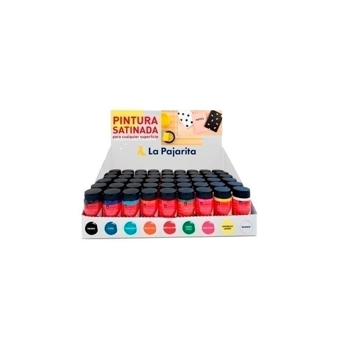 La Pajarita Pintura Satnada Bote De 35 mL Colores Surtidos Expositor Sobremesa 54Ud
