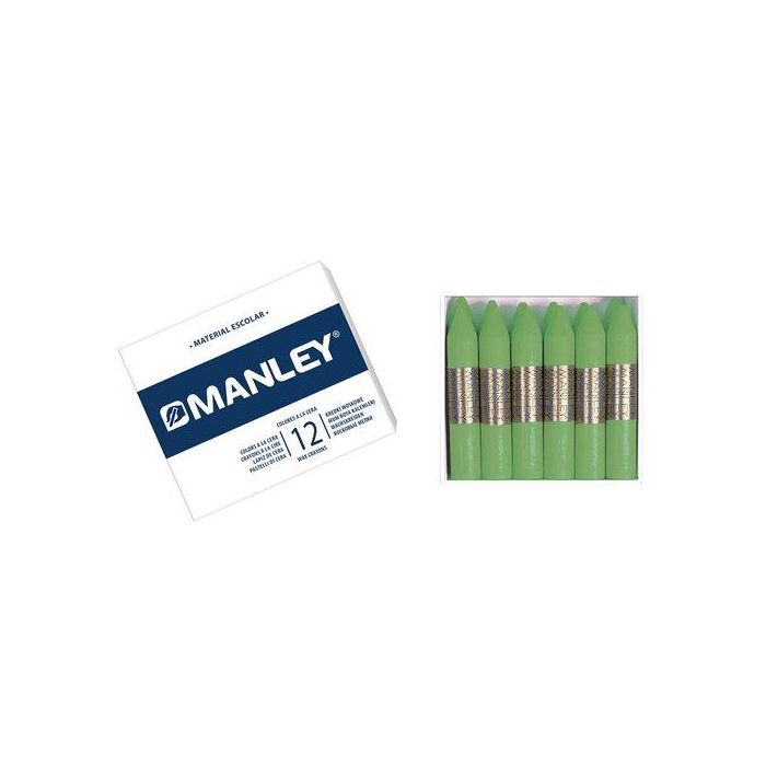 Manley Estuche de 12 Ceras 60 mm Color Verde Amarillento