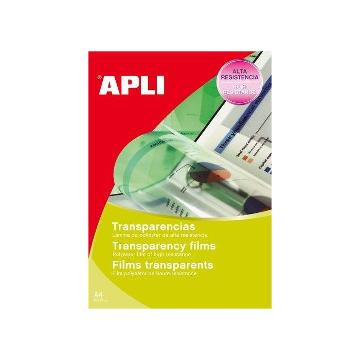 Apli Transparencias Sin Banda Para Láser A4 100 Micras 100 Hojas