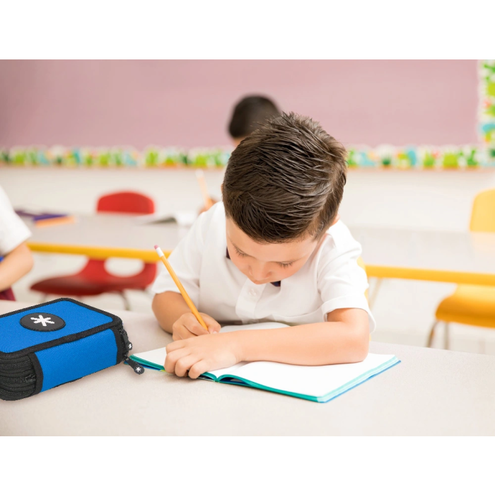 Antartik Plumier Escolar Triple Cremallera Color Azul 36 Piezas 9