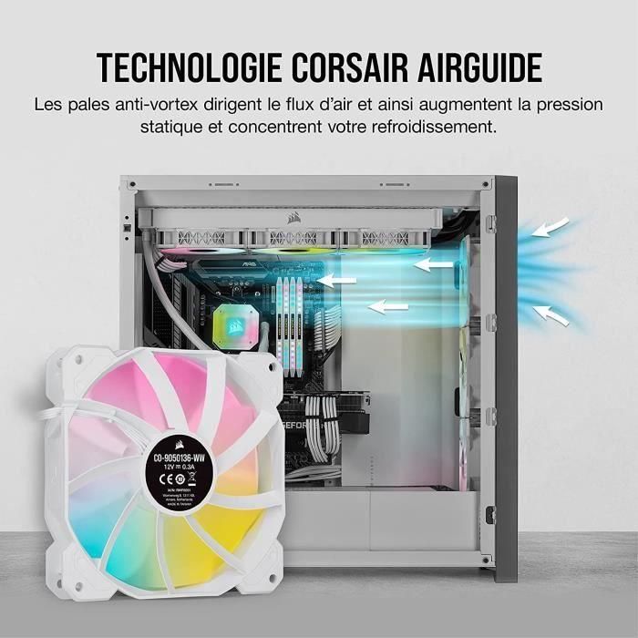 Ventilador CORSAIR Serie SP - Blanco SP120 RGB ELITE - Ventilador LED RGB de 120 mm con AirGuide - Paquete individual (CO-9050136-WW) 1 Ventilador CORSAIR Serie SP - Blanco SP120 RGB ELITE - Ventilador LED RGB de 120 mm con AirGuide - Paquete individual (CO-9050136-WW) 1