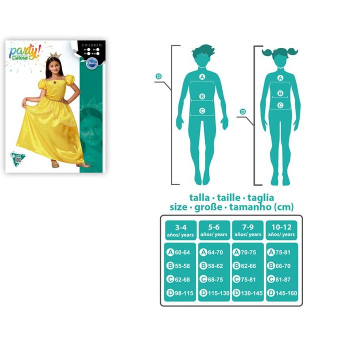 Disfraz Princesa De Cuento Niña Amarillo Vestido 3-4 Años