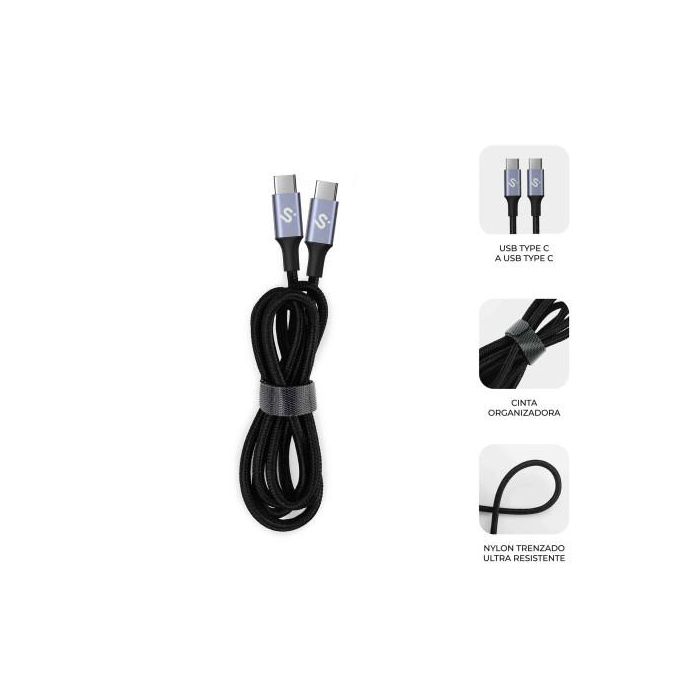 Cable USB-C a USB-C Subblim SUBCAB-C10001 1 m Negro 1 Cable USB-C a USB-C Subblim SUBCAB-C10001 1 m Negro 1
