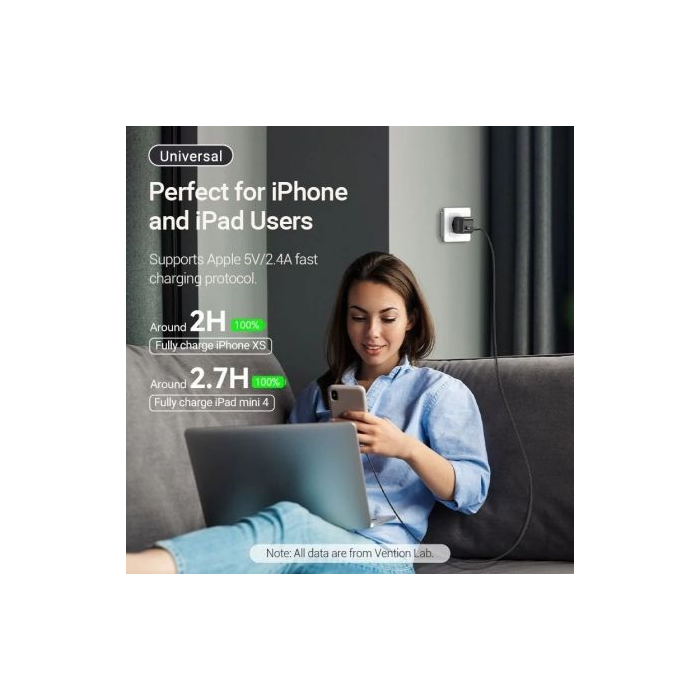 Cargador de Pared GaN Vention FEKW0-EU/ 1xUSB/ 18W 2 Cargador de Pared GaN Vention FEKW0-EU/ 1xUSB/ 18W 2