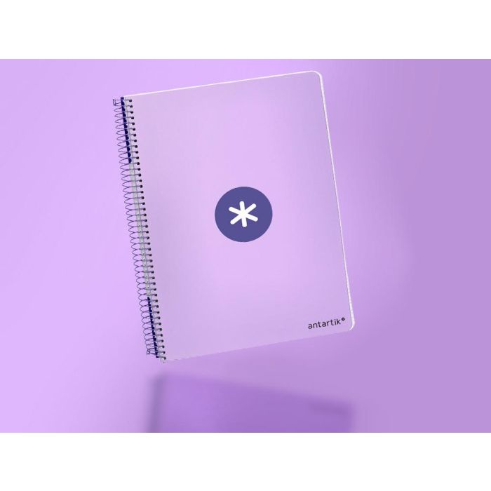 Cuaderno Espiral Liderpapel A4 Micro Antartik Tapa Dura 80H 100 gr Cuadro 5 mm Sin Bandas 4 Taladros Color Lavanda 10