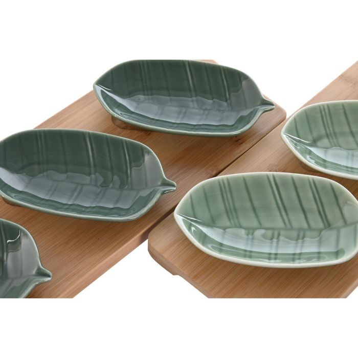 Aperitivo Tropical DKD Home Decor Verde Verde Oscuro 10.5 x 3 x 28.4 cm Set de 4 (2 Unidades) 2