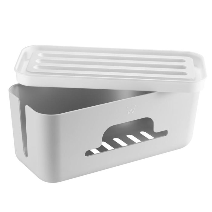 Ewent EW1569 Caja Organizadora de Cables Universal con Soporte para Móviles y Tabletas, Ventilada, Blanca 30.7x13.5x13cm 1 Ewent EW1569 Caja Organizadora de Cables Universal con Soporte para Móviles y Tabletas, Ventilada, Blanca 30.7x13.5x13cm 1