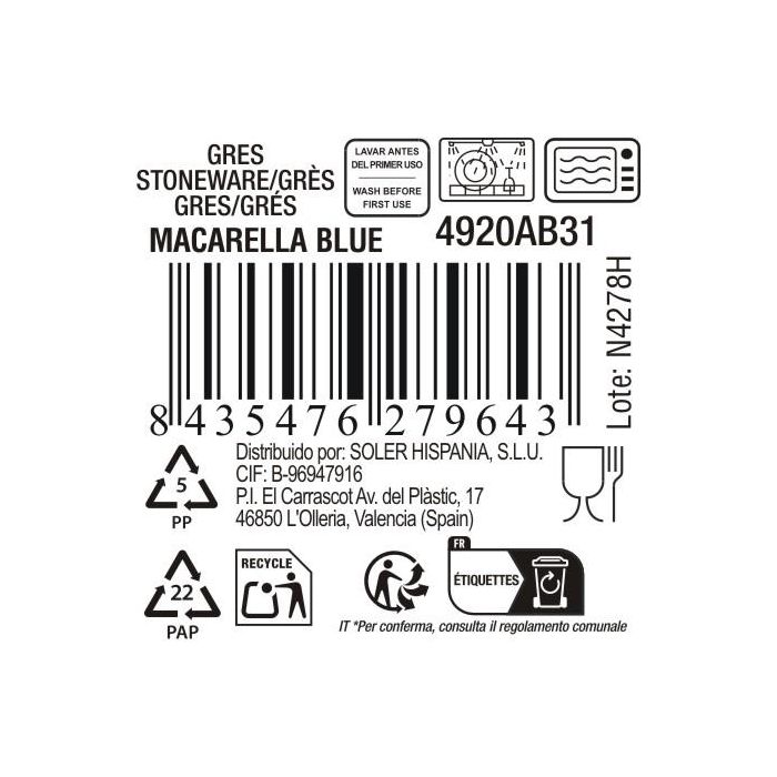 La Mediterranea Mug Macarella Blue 230 ml (48 Unidades) 3