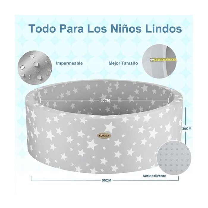 Piscina de bolas para niños con 100 bolas 90*90*30 cm 3