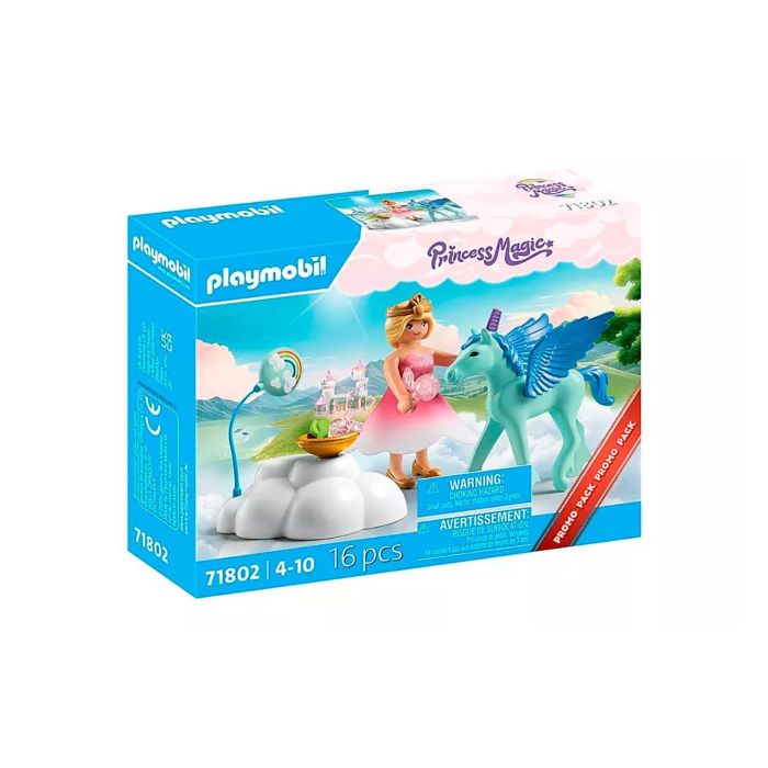 Playmobil 71802 Fiesta De Cumpleaños De Pegaso: Set de Juego con Potro, Princesa y Pedestal de Nubes Mágico +4 años