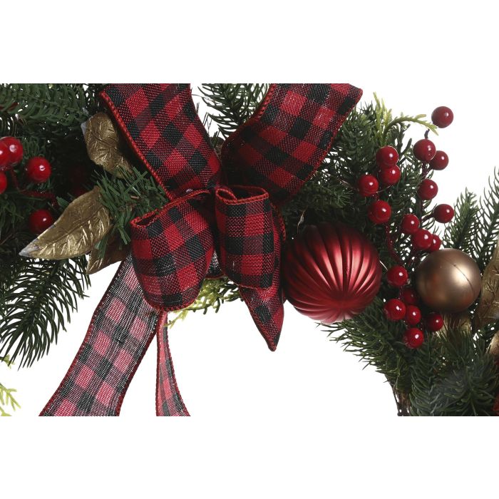Corona Navidad Tradicional DKD Home Decor Verde Rojo 15 x 60 x 60 cm (2 Unidades) 2