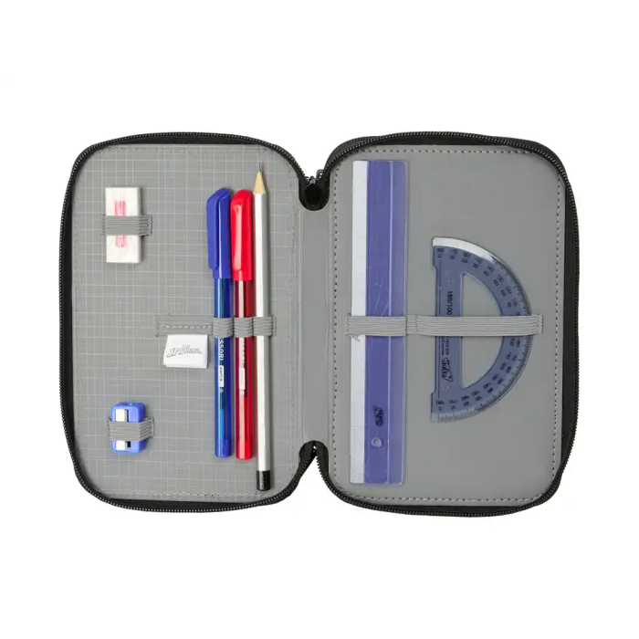 Estuche Escolar con Accesorios Spider-Man Attack Negro 12,5 x 19,5 x 5,5 cm 37 Piezas 3