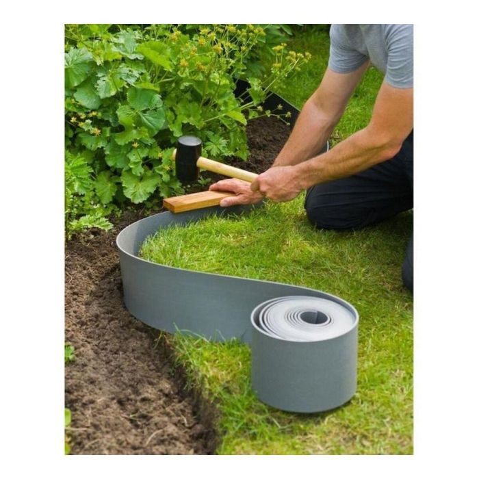 Naturaleza Borde de Jardín H7.5 cm x 10 m Polietileno Gris Espesor 3 mm 9