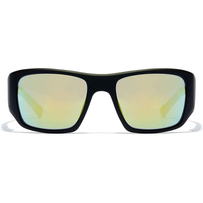 Hawkers 360 CARBON BLACK ACID Gafas de Sol Rectangulares Unisex de Nylon, Montura Negra y Cristal Verde 1