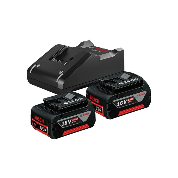 Bosch Professional Batería y Cargador GAL 18V-40 Kit con 2 Baterías 18V 4.0Ah Li-ion, Carga Rápida para Sistema Professional 18V