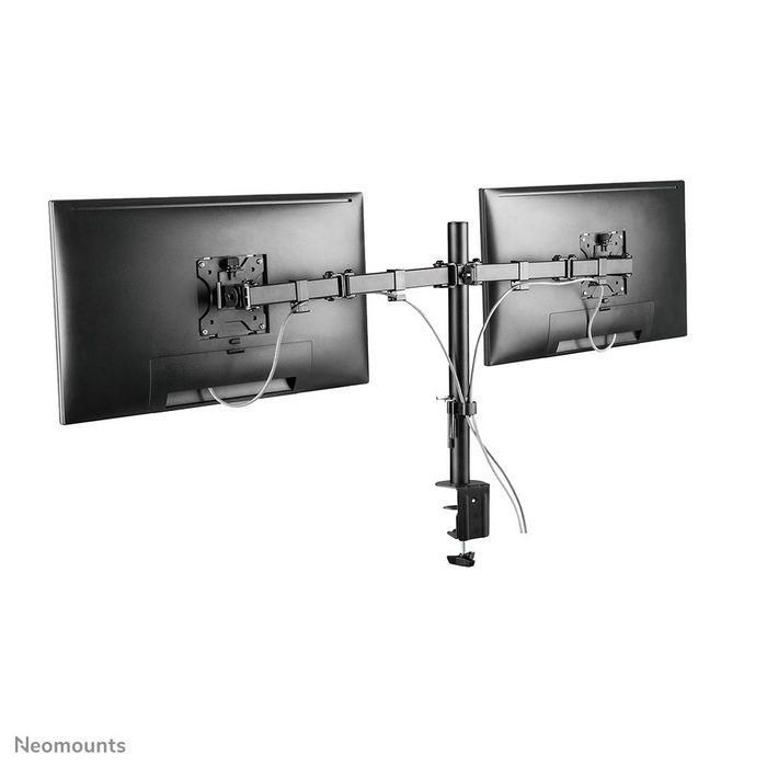 Neomounts Full Motion Dual Desk Mount (Clamp & Grommet) For Two 10-32" Monitor Screens, Height Adjustable - Black 10 Neomounts Full Motion Dual Desk Mount (Clamp & Grommet) For Two 10-32" Monitor Screens, Height Adjustable - Black 10