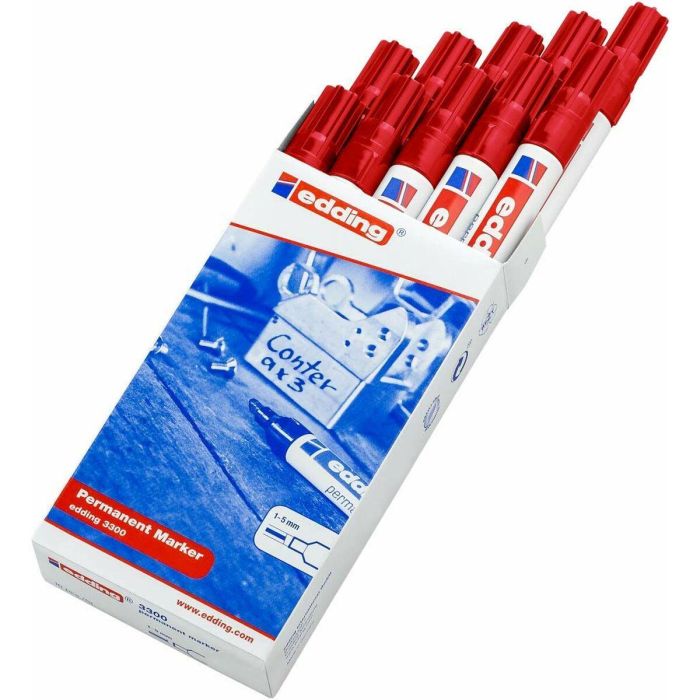 Rotulador permanente Edding 3300 Rojo (10 Unidades) 1 Rotulador permanente Edding 3300 Rojo (10 Unidades) 1