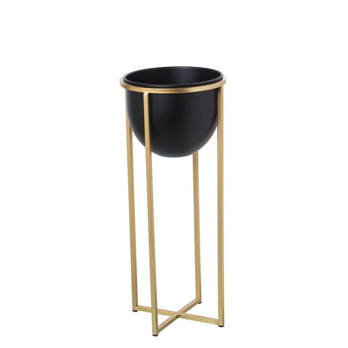 Macetero Alexandra House Living Negro Dorado Metal 21 x 21 x 50 cm Con soporte