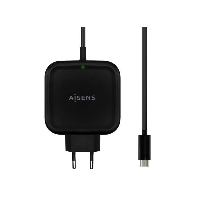 Aisens Cargador 65W USB-C PD3.0 QC3.0 Negro con Cable 1.2M