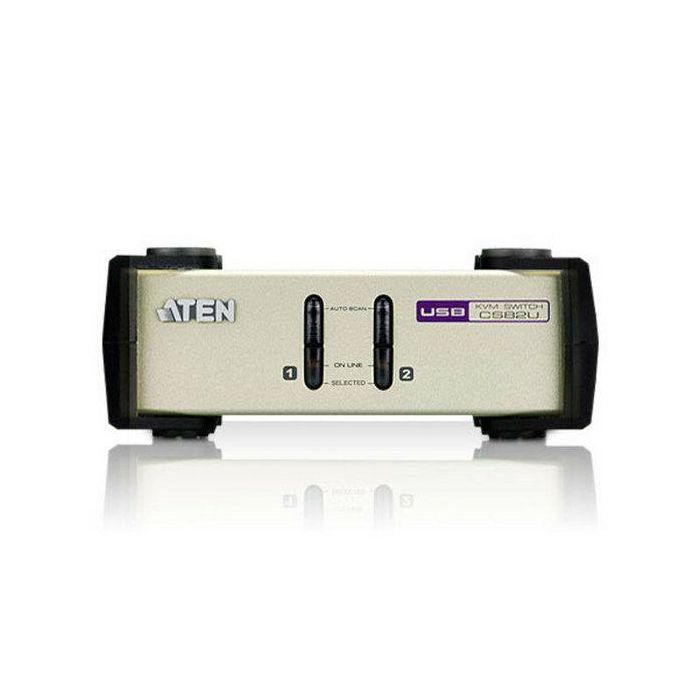 Aten CS82U Interruptor KVM PS/2-USB VGA para 2 Ordenadores, Compatible con Windows, Linux, Mac, Sun 2