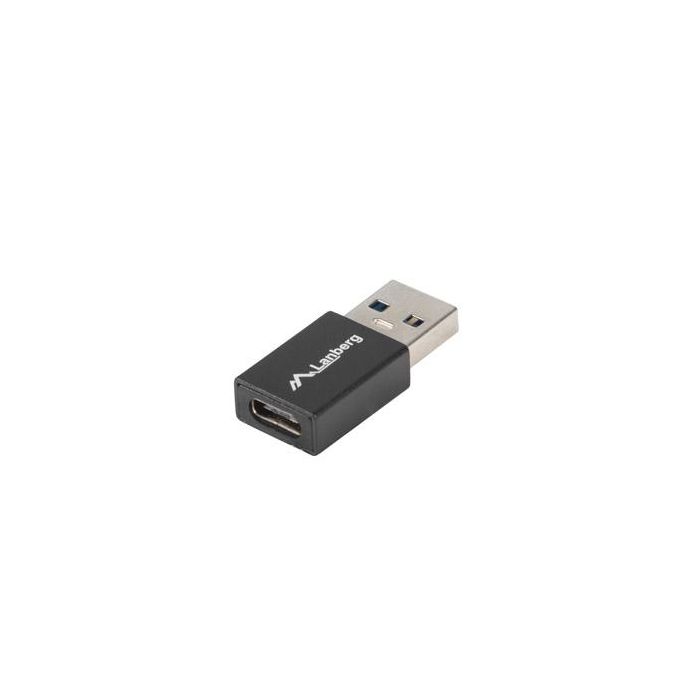 Lanberg Adaptador USB 3.1 Tipo C a USB-A, Compatible con Carga y Sincronización, Negro