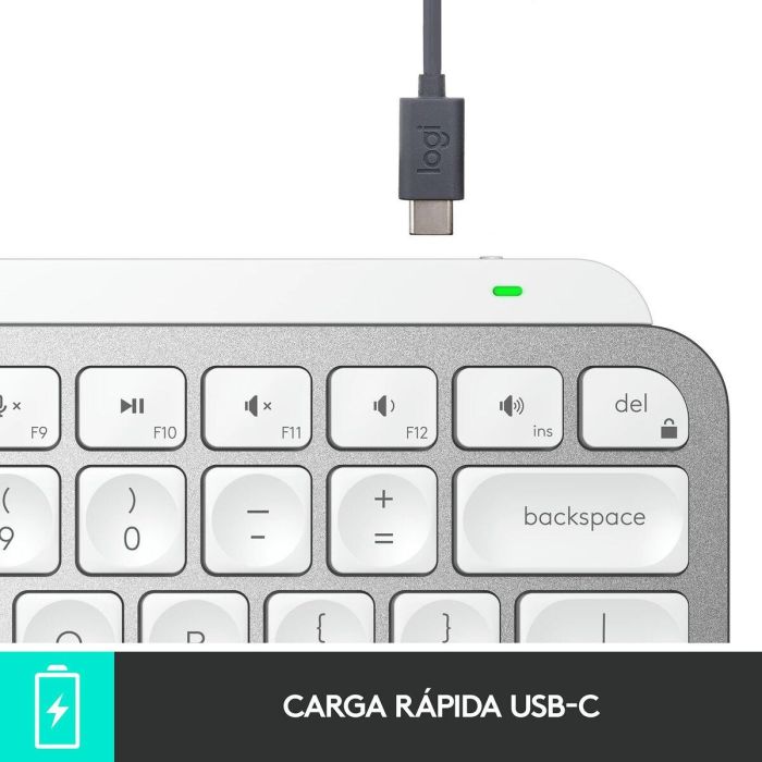 Logitech MX Keys Mini Teclado Inalámbrico Gris Pálido - Teclas Esféricas Cóncavas, Retroiluminación Inteligente, Bluetooth 6