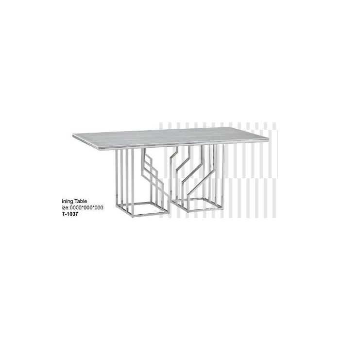 DKD Home Decor Mesa Comedor de Diseño Moderno Acero y Cristal, Acabado Blanco y Plateado, 90x180x75 cm