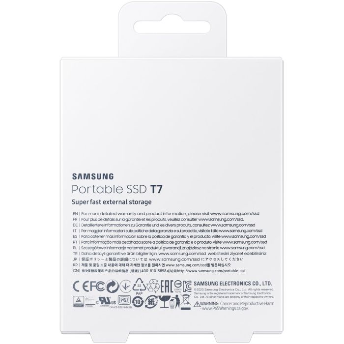 Samsung Portable SSD T7 2TB USB 3.2 Gen2 Tipo C Gris Titanio - NVMe, Lectura 1050MB/s, Escritura 1000MB/s, Aluminio 10