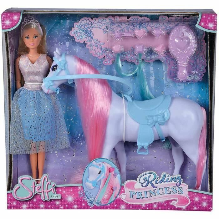 Simba Steffi Love Princesa y Caballo - Muñeca Articulada 29 cm, Incluye Vestido, Tiara, Pinzas y Cepillo de Peluquería 1