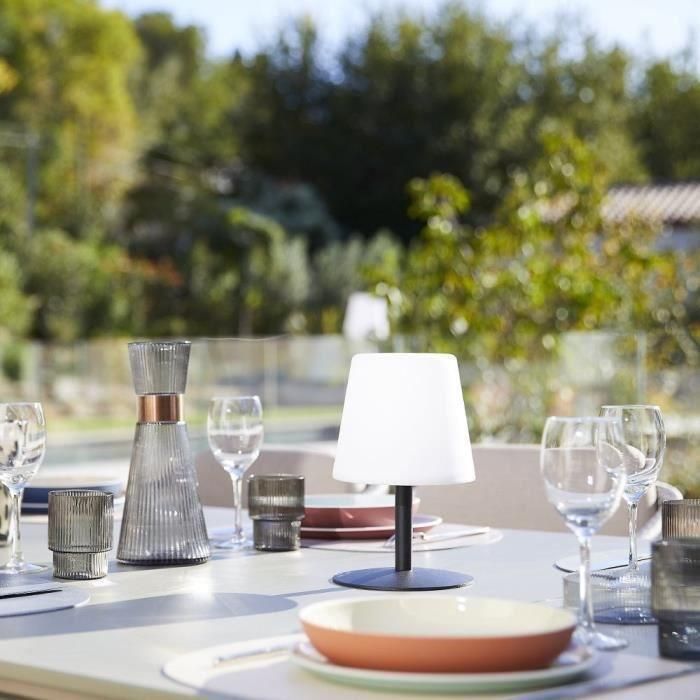 Lumisky LUM3760093541305 Lámpara de mesa inalámbrica Standy Mini Dark 25 cm Base de acero negro LED blanco cálido y blanco 5