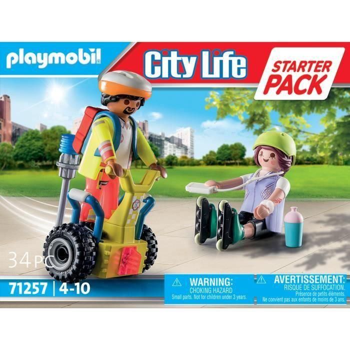 Playmobil 71257 Starter Pack Rescate City Life: Paramédico con Patinador y Balance Racer. Set de Juego para Niños +4 años 4